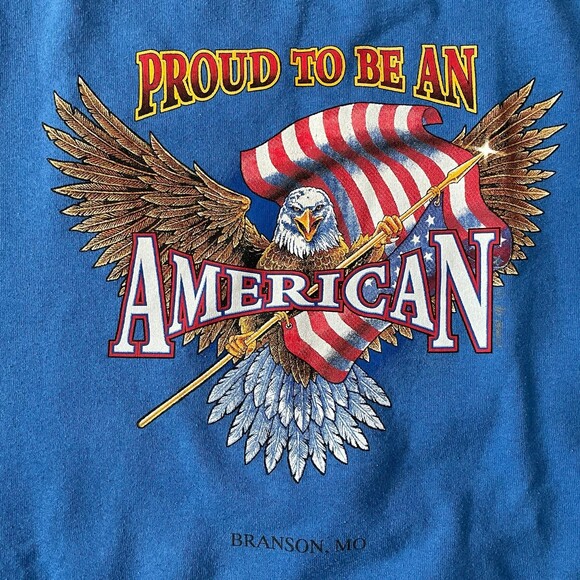 Vintage Proud To Be An American Bald Eagle Blue Crewneck Sweater XL - Picture 2 of 6